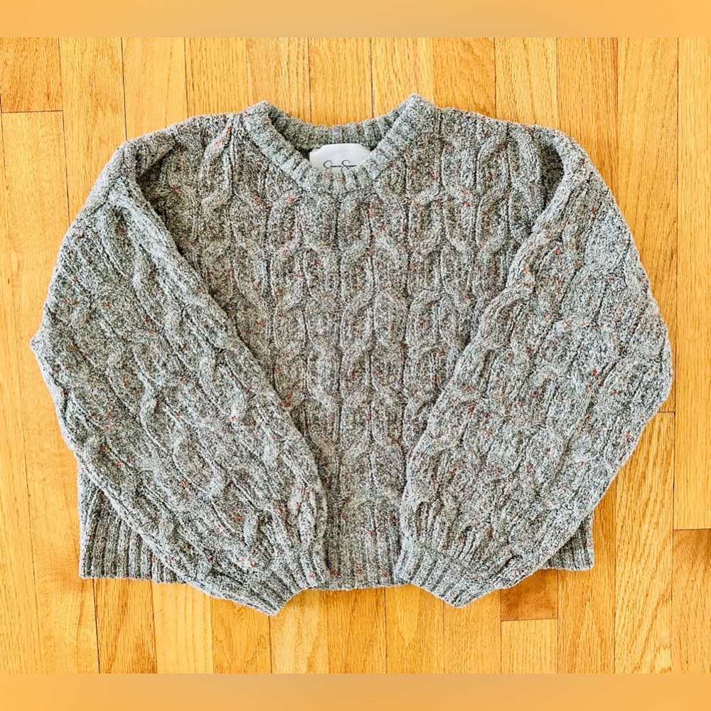 Jessica Simpson green cable knit cropped sweater size XS